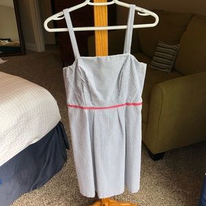 Seersucker Coral and White Mini Dress